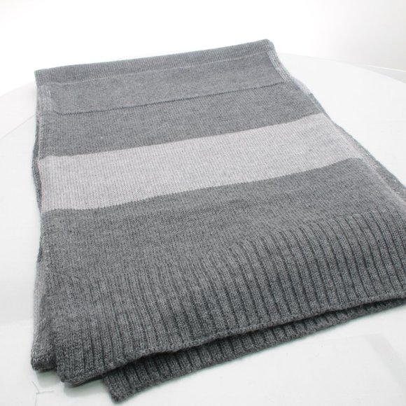 BANANA REPUBLIC Wool Blend Scarf Two-Tone Gray Stripped 72x12 inches - Picture 1 of 6